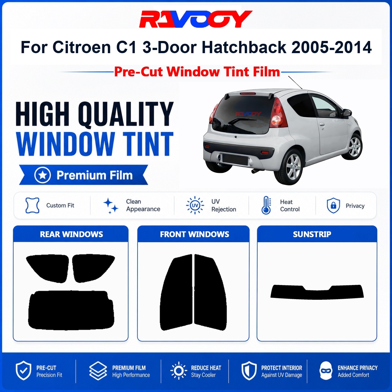 Tinted Window Film - Premium Pre-Cut Window Tint For Citroen