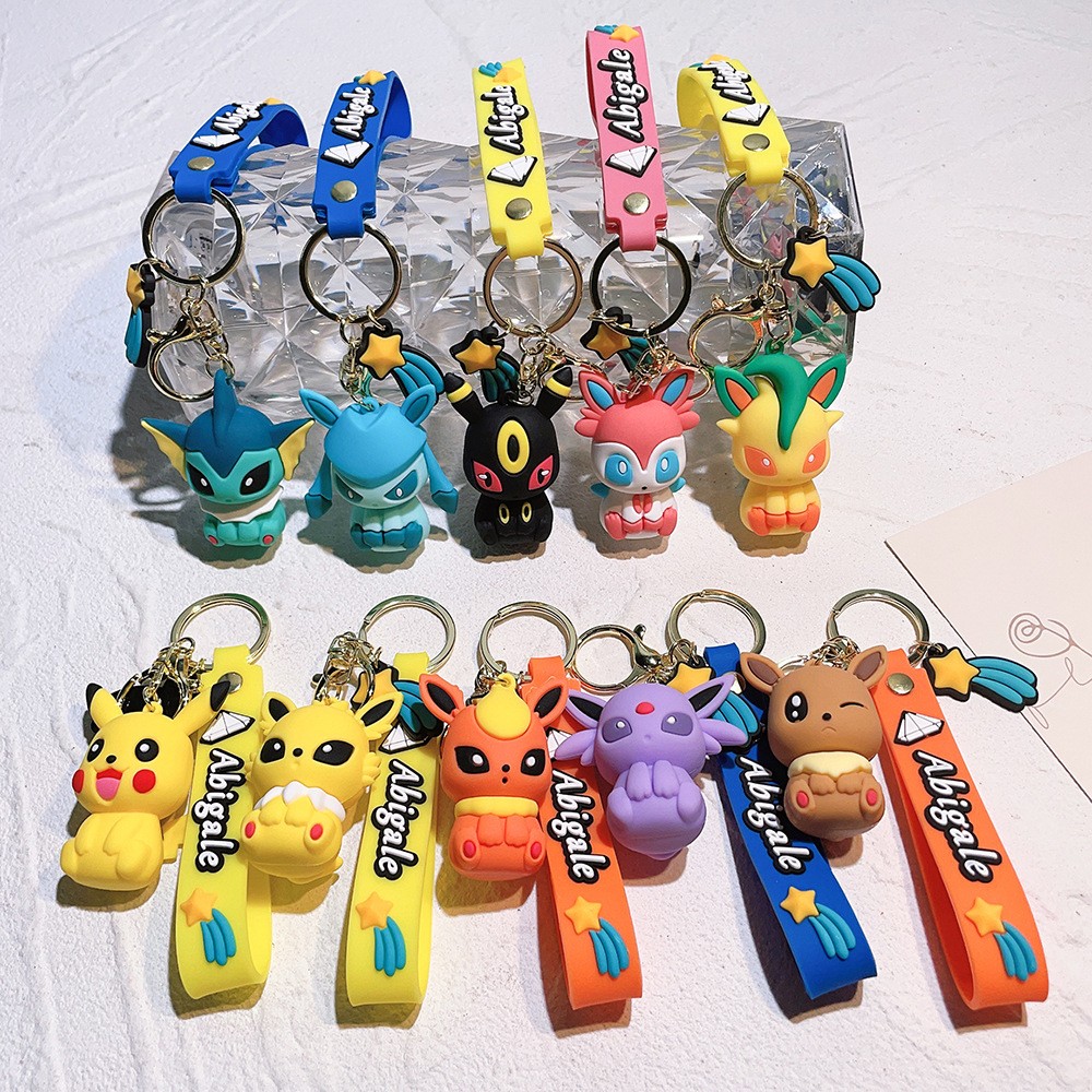 Car Accessories Under 100 - Pokemon Eevee Evolution Keychain Cute 3D