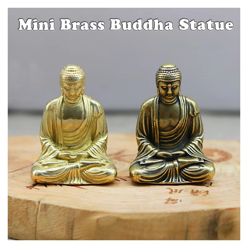 Car Accessories Oman - Mini Brass Buddha Statue Pocket Zen