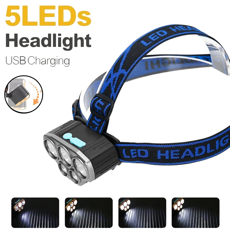 Rechargeable 5 LED Headlight U - Led Headlight Bulbs recension och pris