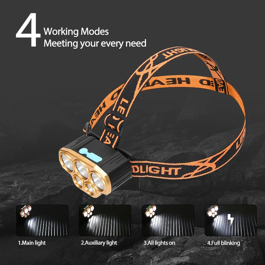Rechargeable 5 LED Headlight U - Led Headlight Bulbs recension och pris